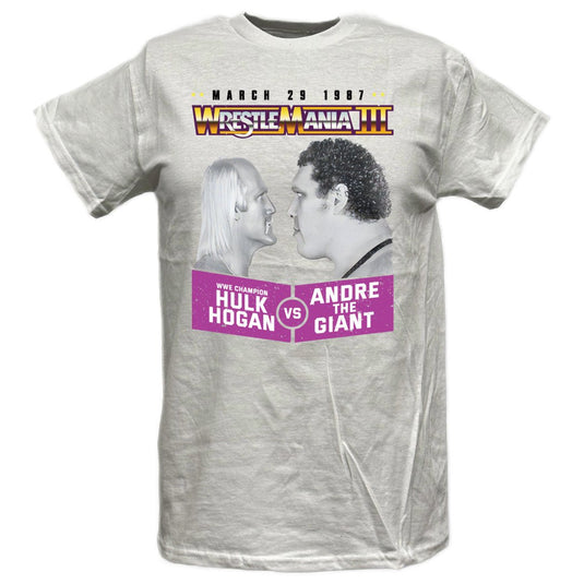 Wrestlemania 3 Hulk Hogan Andre the Giant Mens White T-shirt by EWS | Extreme Wrestling Shirts