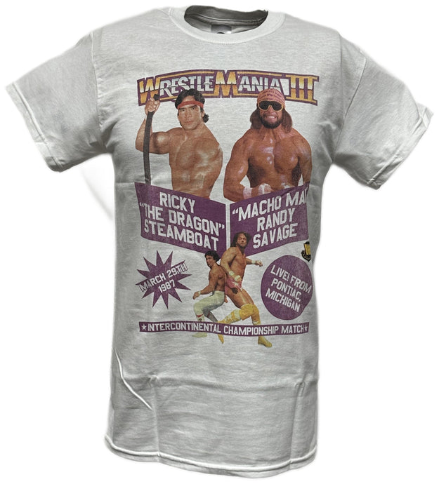 Wrestlemania 3 Ricky Dragon Steamboat vs Macho Man Randy Savage WWE Mens T-shirt Sports Mem, Cards & Fan Shop > Fan Apparel & Souvenirs > Wrestling by WWE | Extreme Wrestling Shirts