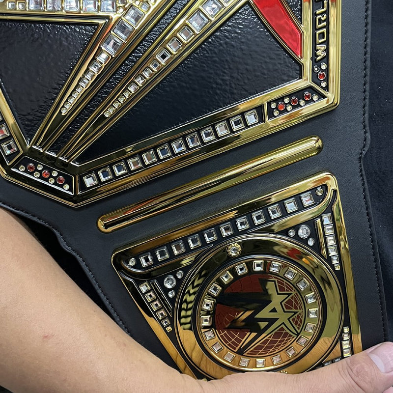 Load image into Gallery viewer, WWE World Heavyweight Championship Replica Title Belt Black Adult Size by EWS | Extreme Wrestling Shirts
