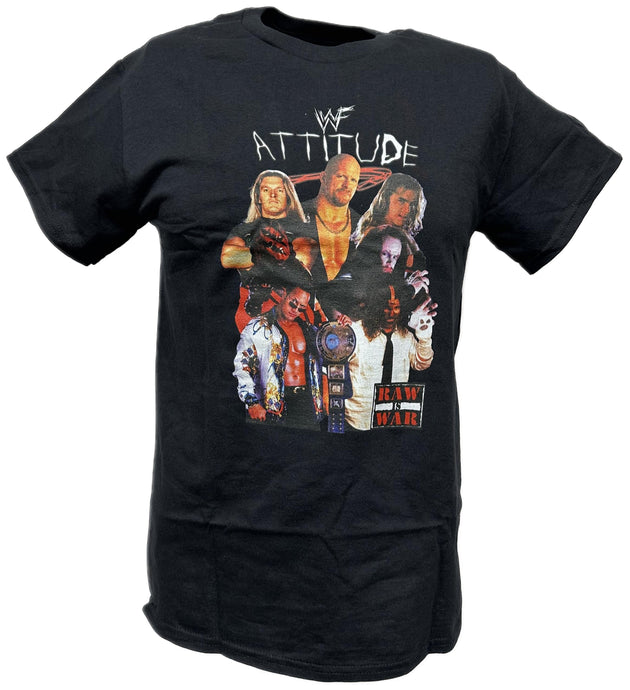 WWF Attitude Era Mens Black T-shirt Rock Stone Cold Mankind by WWE | Extreme Wrestling Shirts