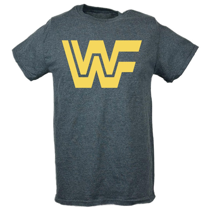 WWF Old School Yellow Logo Mens Gray T-shirt Sports Mem, Cards & Fan Shop > Fan Apparel & Souvenirs > Wrestling by EWS | Extreme Wrestling Shirts