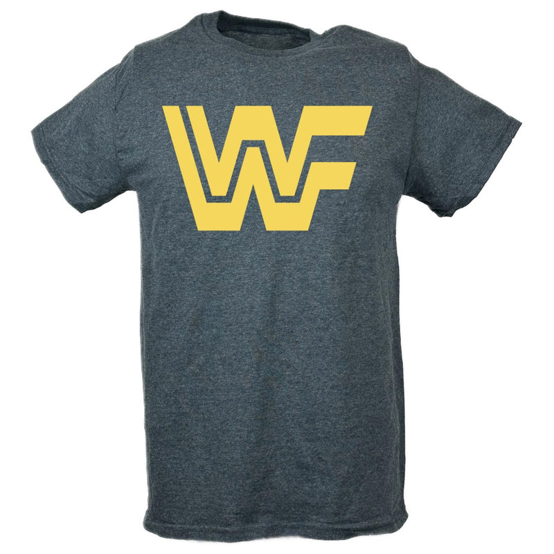 Load image into Gallery viewer, WWF Old School Yellow Logo Mens Gray T-shirt Sports Mem, Cards &amp; Fan Shop &gt; Fan Apparel &amp; Souvenirs &gt; Wrestling by EWS | Extreme Wrestling Shirts
