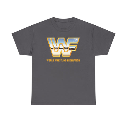 WWF Retro Gold Logo World Wrestling Federation Grey T-shirt by EWS | Extreme Wrestling Shirts