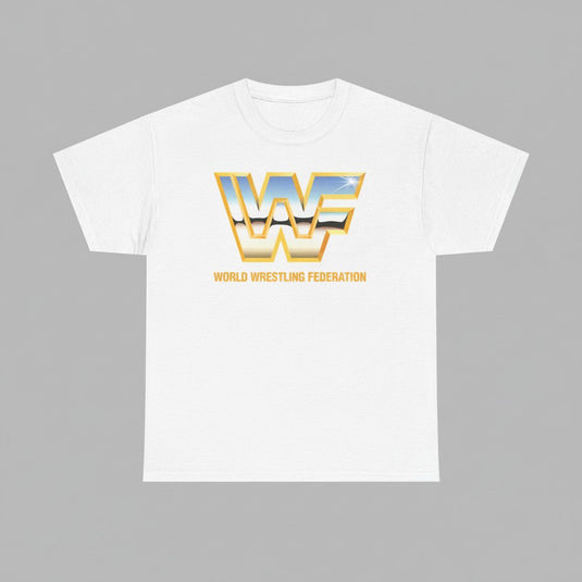 WWF Retro Gold Logo World Wrestling Federation White T-shirt-S by EWS | Extreme Wrestling Shirts