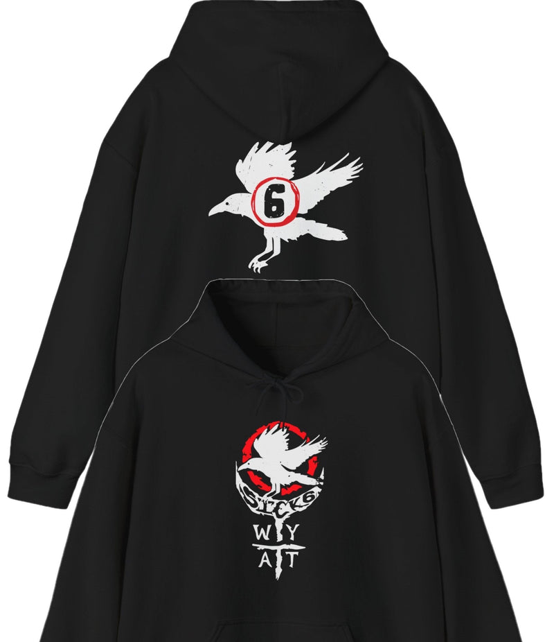 Load image into Gallery viewer, Wyatt Sicks 6 White Crow Black Pullover Hoody by EWS | Extreme Wrestling Shirts
