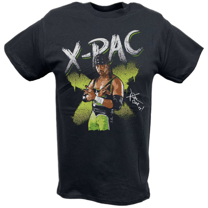 X-Pac Neon D-Generation X Pose Black T-shirt by EWS | Extreme Wrestling Shirts