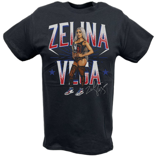 Zelina Vega LWO Stars Black T-shirt by EWS | Extreme Wrestling Shirts