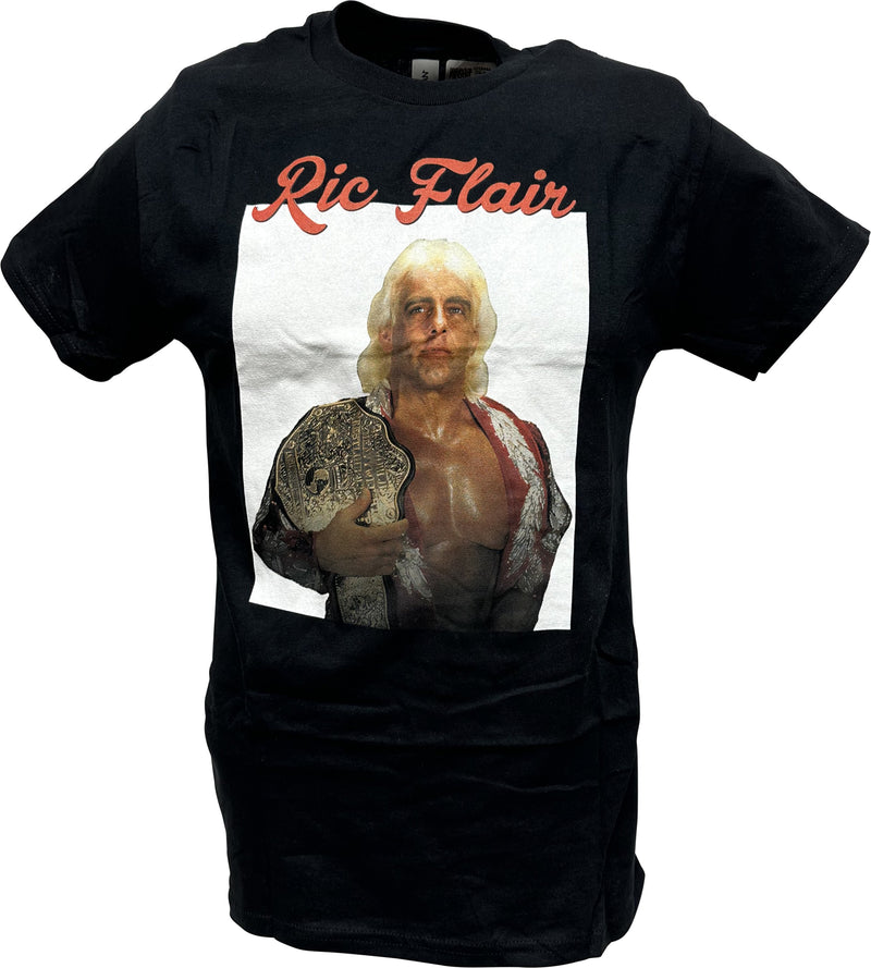 Load image into Gallery viewer, Ric Flair Championship Belt WWE Mens Black Photo T-shirt
