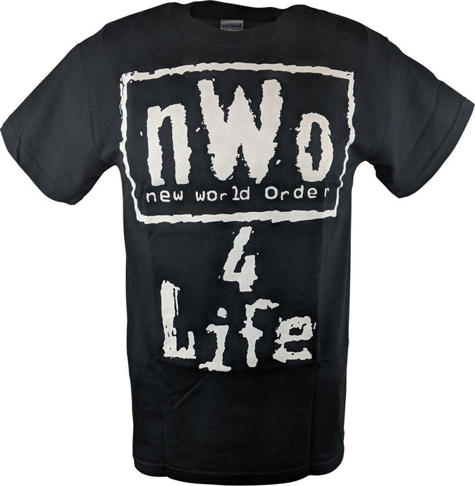 nWo 4 Life WCW White Logo Mens Black T-shirt