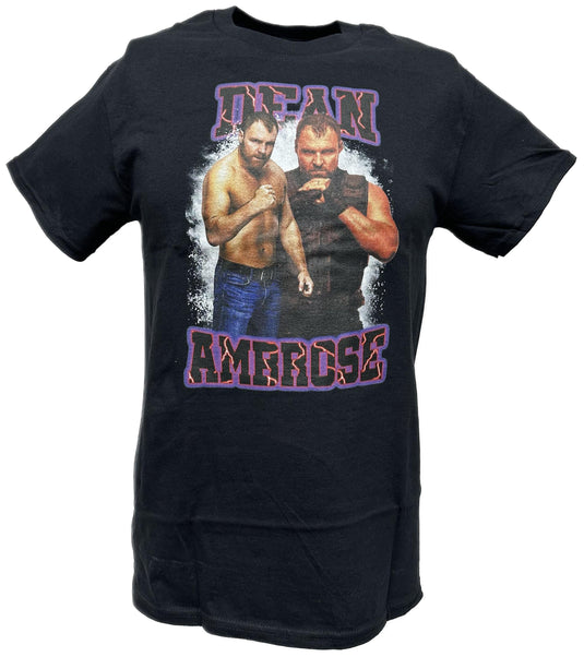 Dean Ambrose Purple Name Double Pose Mens Black T-shirt