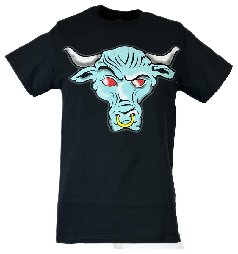 Load image into Gallery viewer, The Rock Blue Brahma Bull Logo Mens Black T-shirt
