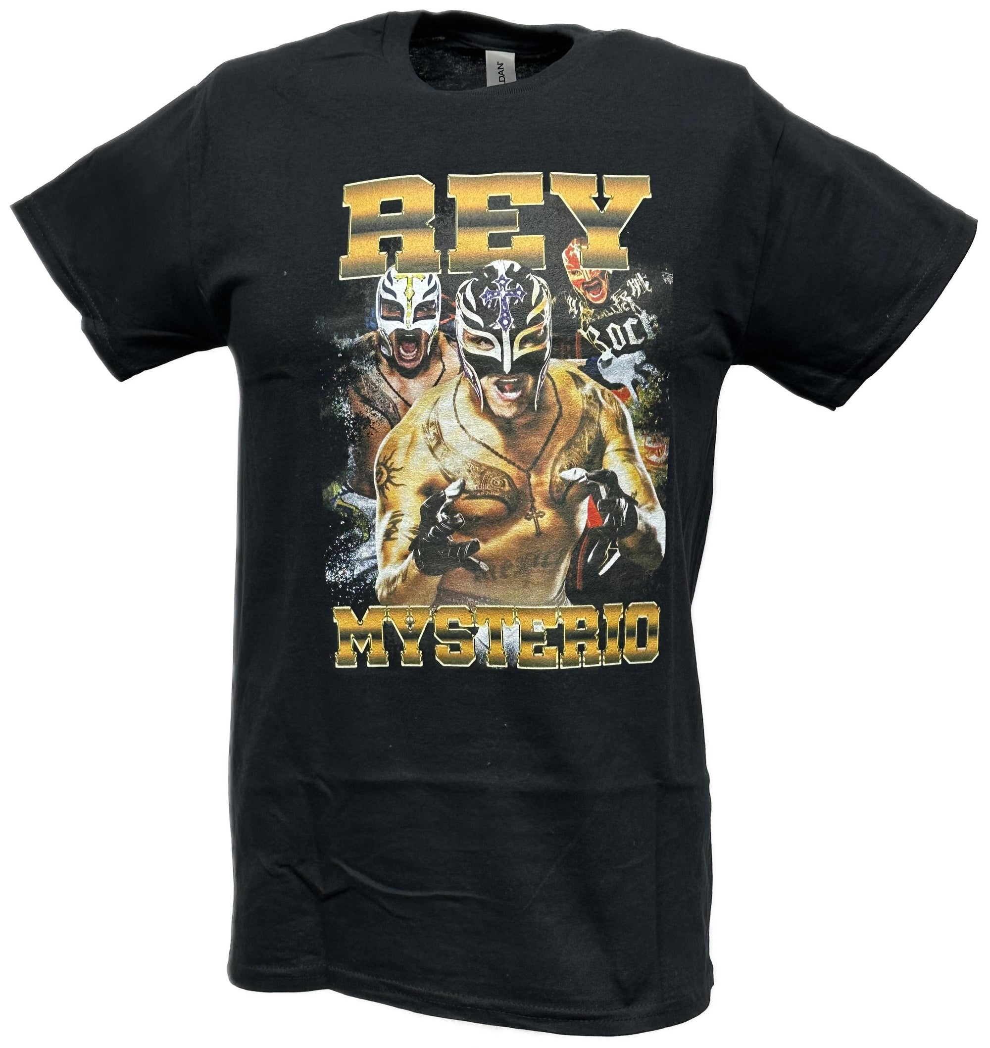 Rey Mysterio Shouting Mens Black T-shirt WWE