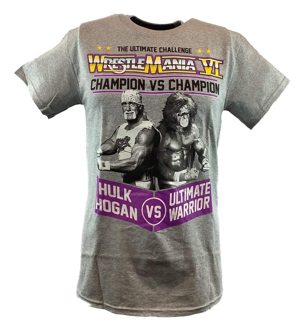 Wrestlemania 6 Hulk Hogan Ultimate Warrior Mens Gray T-shirt