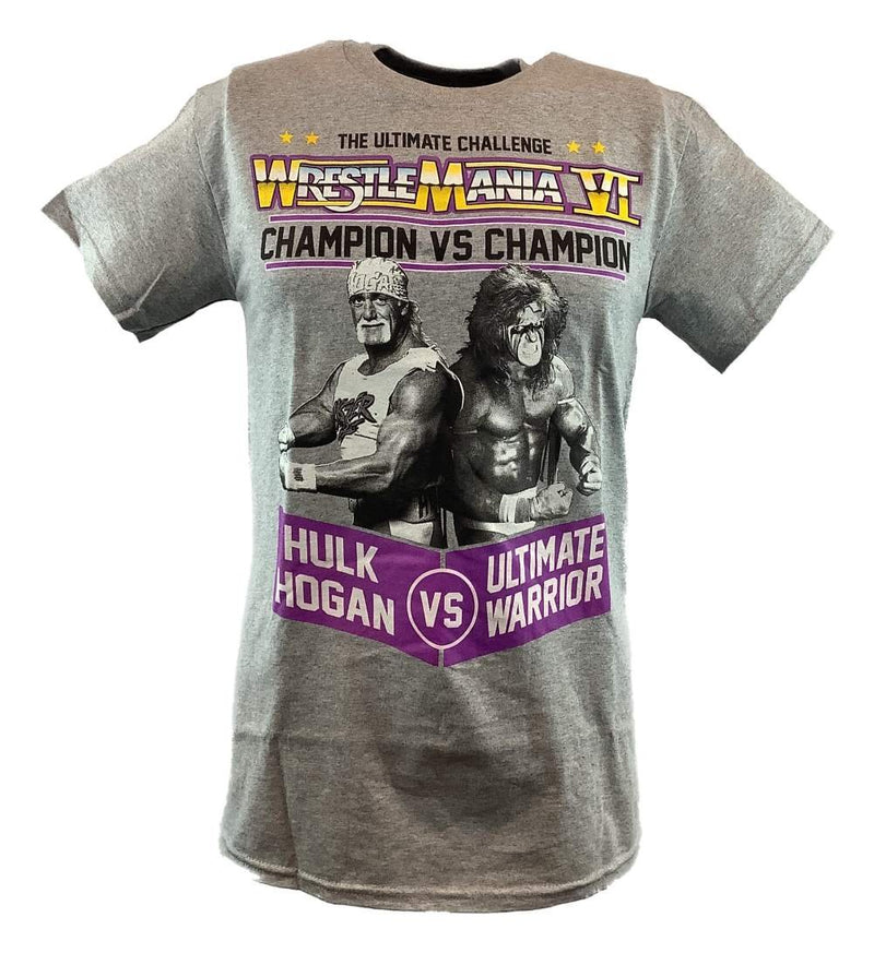 Load image into Gallery viewer, Wrestlemania 6 Hulk Hogan Ultimate Warrior Mens Gray T-shirt
