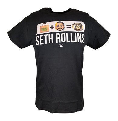 Seth Rollins Money In The Bank Emoji WWE Mens Black T-shirt