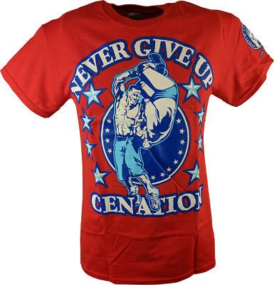 John Cena Red Persevere Never Give Up Mens T-shirt