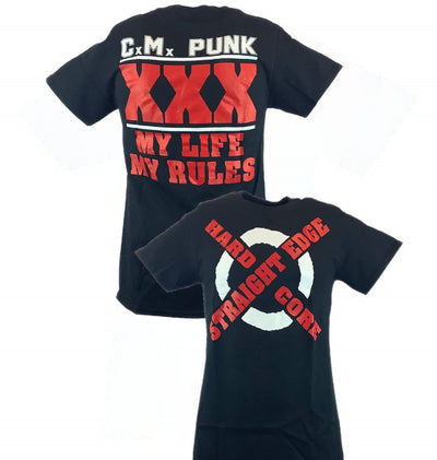 CM Punk Straight Edge Hardcore My Life Rules Mens T-shirt