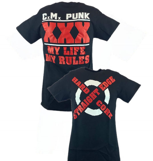 CM Punk Straight Edge Hardcore My Life Rules Mens T-shirt – Extreme  Wrestling Shirts