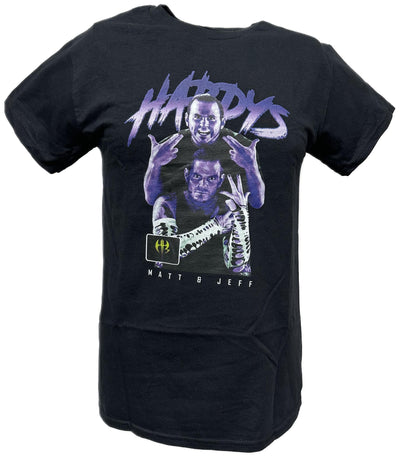 Matt and Jeff The Hardy Boyz Purple Pose Mens Black T-shirt