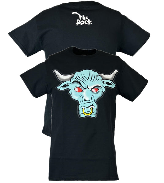 The Rock Blue Brahma Bull Logo Mens Black T-shirt