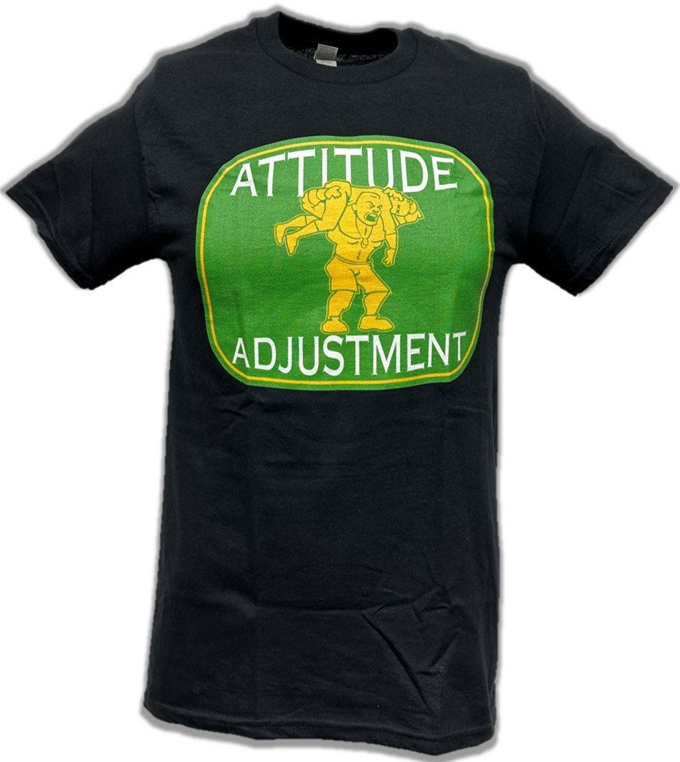 WWE John Cena Attitude Adjustment Mens Green Logo Black T-Shirt XXL
