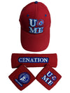 John Cena Red Persevere Never Give Up Baseball Hat Headband Wristband Set
