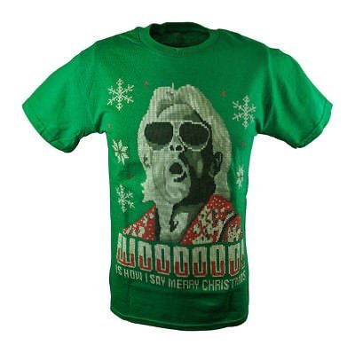 Load image into Gallery viewer, Ric Flair Wooooo Christmas WWE Mens Ugly Green T-shirt
