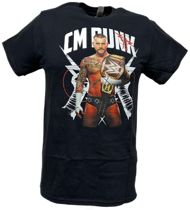 Load image into Gallery viewer, CM Punk White Lightning Mens Black T-shirt
