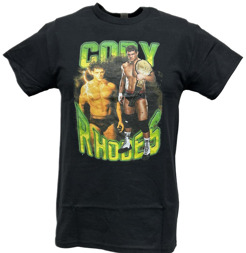Load image into Gallery viewer, Cody Rhodes Neon Championship Belt Black T-shirt AEW WWE
