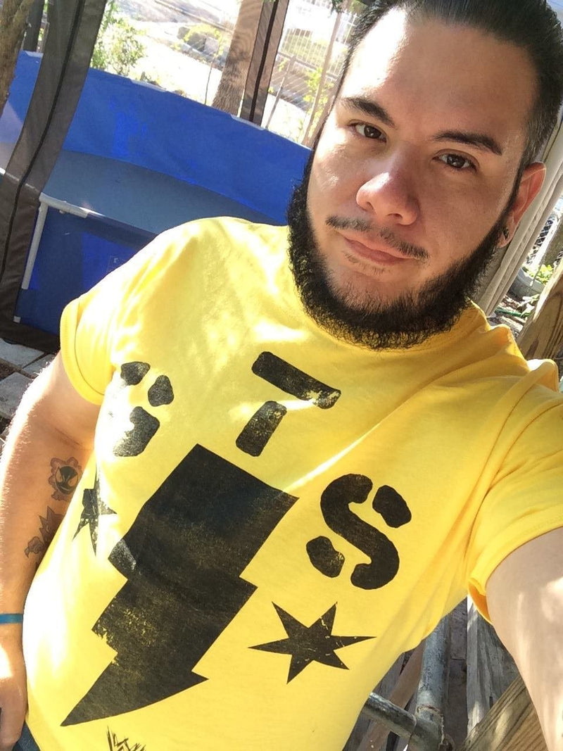 Load image into Gallery viewer, CM Punk GTS Lightning Stars Yellow WWE Mens T-shirt
