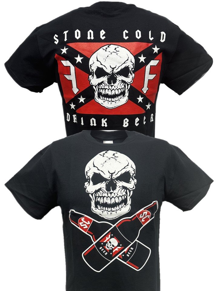 Load image into Gallery viewer, Stone Cold Steve Austin Drink Beer Skull Flag Mens Black T-shirt
