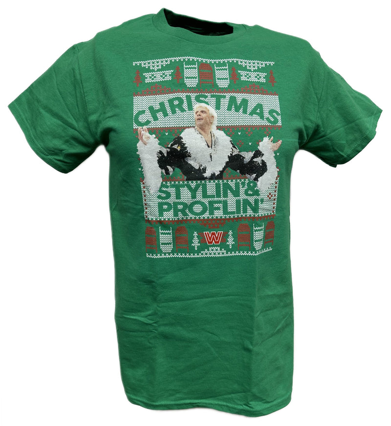Load image into Gallery viewer, Ric Flair Christmas Stylin and Proflin Flair WWE Mens Green T-shirt
