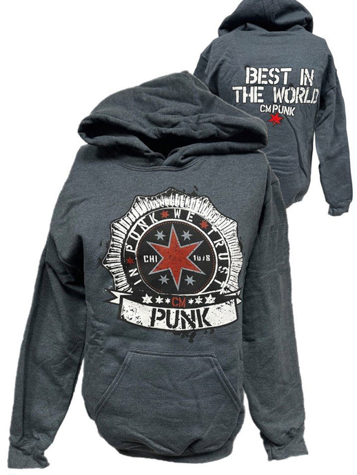 In CM Punk We Trust Gray Pullover Hoody Sweatshirt