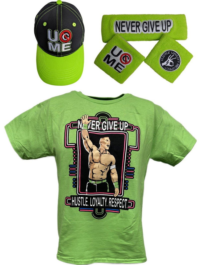 Load image into Gallery viewer, John Cena Kids Lime Green Neon Green Boys Costume T-shirt Hat Wristbands

