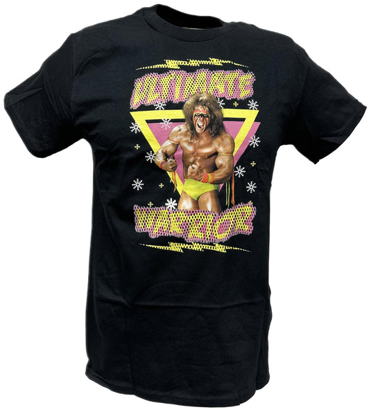 Ultimate Warrior Christmas WWE Mens Black T-shirt