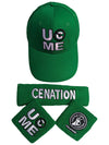 John Cena Green Salute the Cenation Baseball Hat Headband Wristband Set
