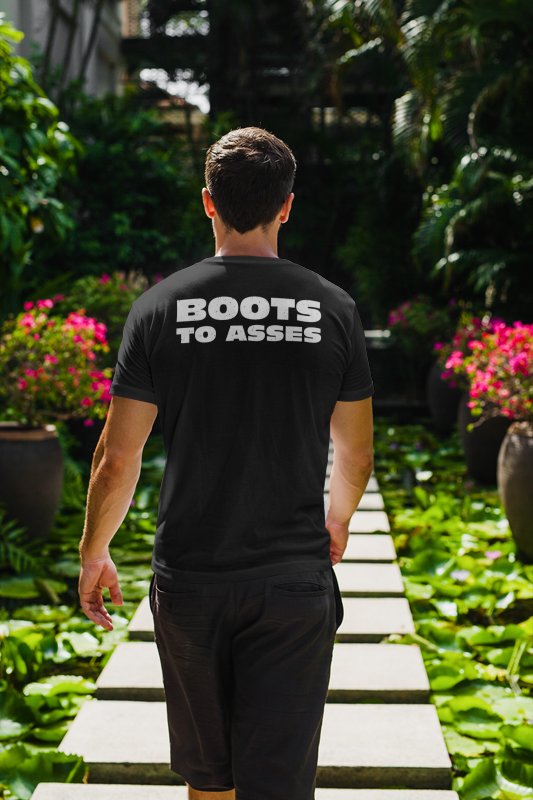 Load image into Gallery viewer, The Rock Team Bring It Boots to Asses Mens Black T-shirt
